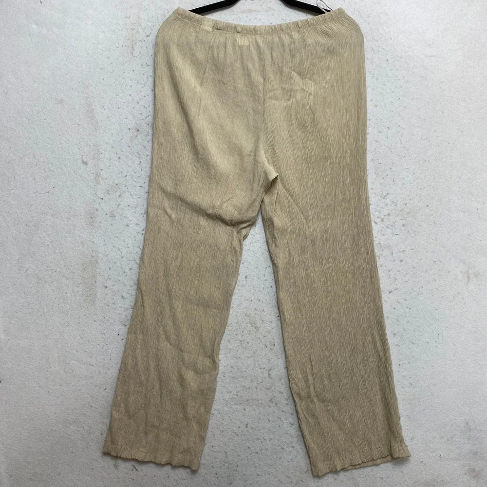 Zara Pants Womens Medium Tan Textured Drawstring Straight Leg
